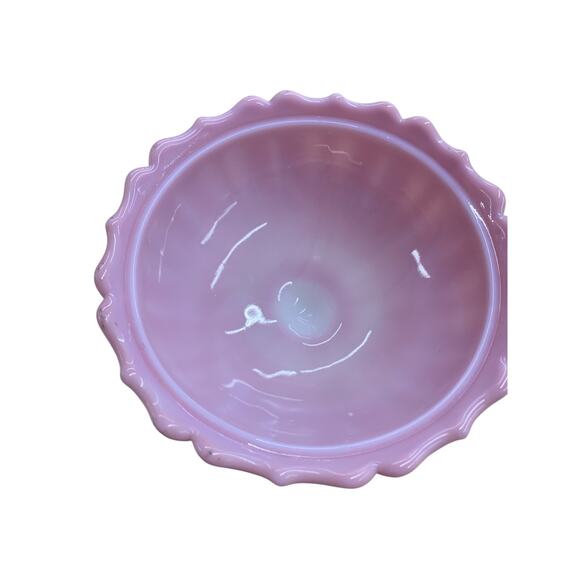 Pink & White Fenton Milk‎ Glass Candy Dish w/ Lid - Picture 2 of 4